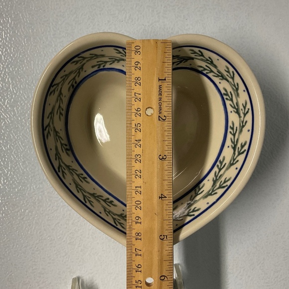 Polish Pottery Pine Tree Heart Shaped Bowl Boleslawiec - Picture 6 of 7